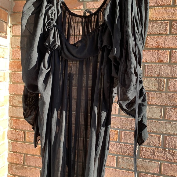 All Saints Spitalfields Black Sheer Bunched Up Dress size 12 NWT - Picture 13 of 14